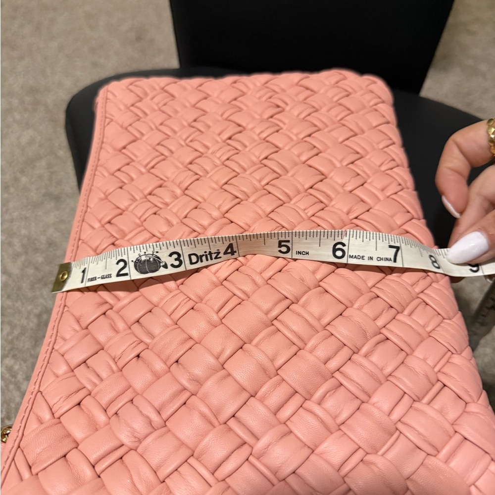 Clare V Puffy Woven Leather Clutch with Tabs in blush pink NWT - Picture 8 of 8